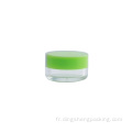 Pot de crème cosmétique transparent de 5 ml avec bouchon vert Pot en plastique PS